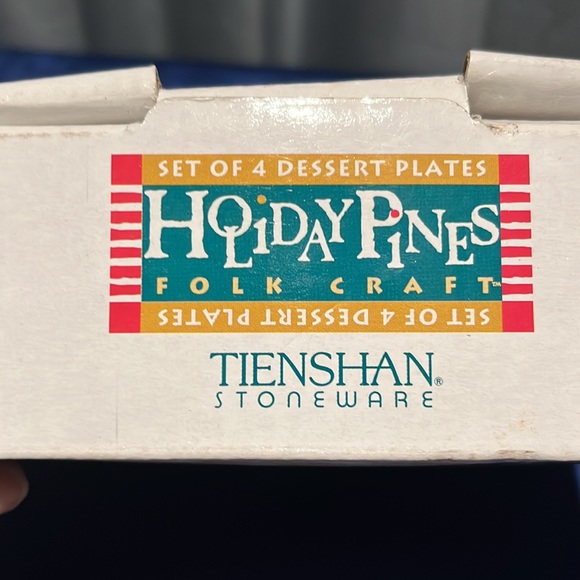 NIB Folk Craft Holiday Pines Dessert Plates By Tienshan - set of 4 Discontinued! - Picture 16 of 16